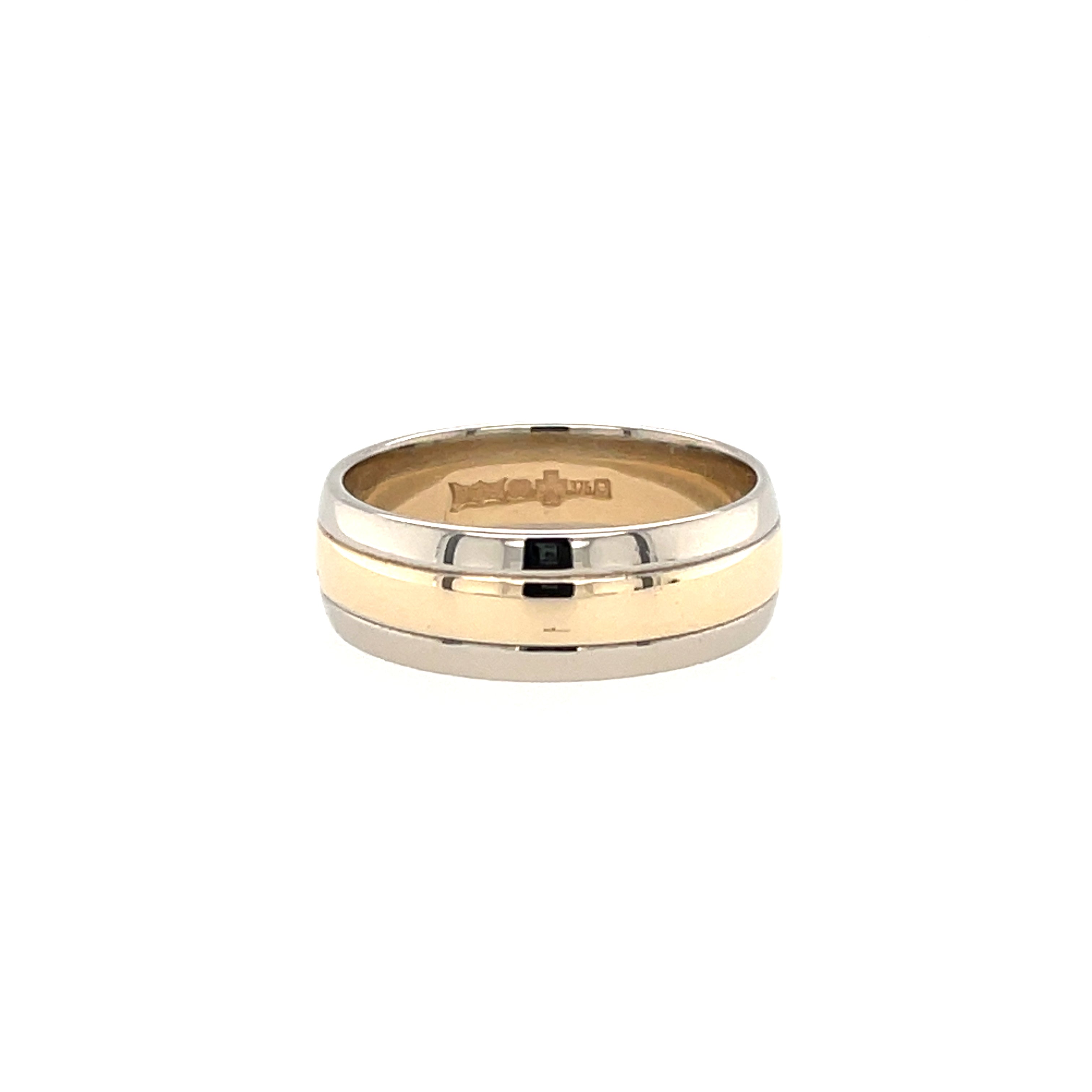 9ct Yellow & White Gold 6.5 mm Wedding Band - Size P SOLD