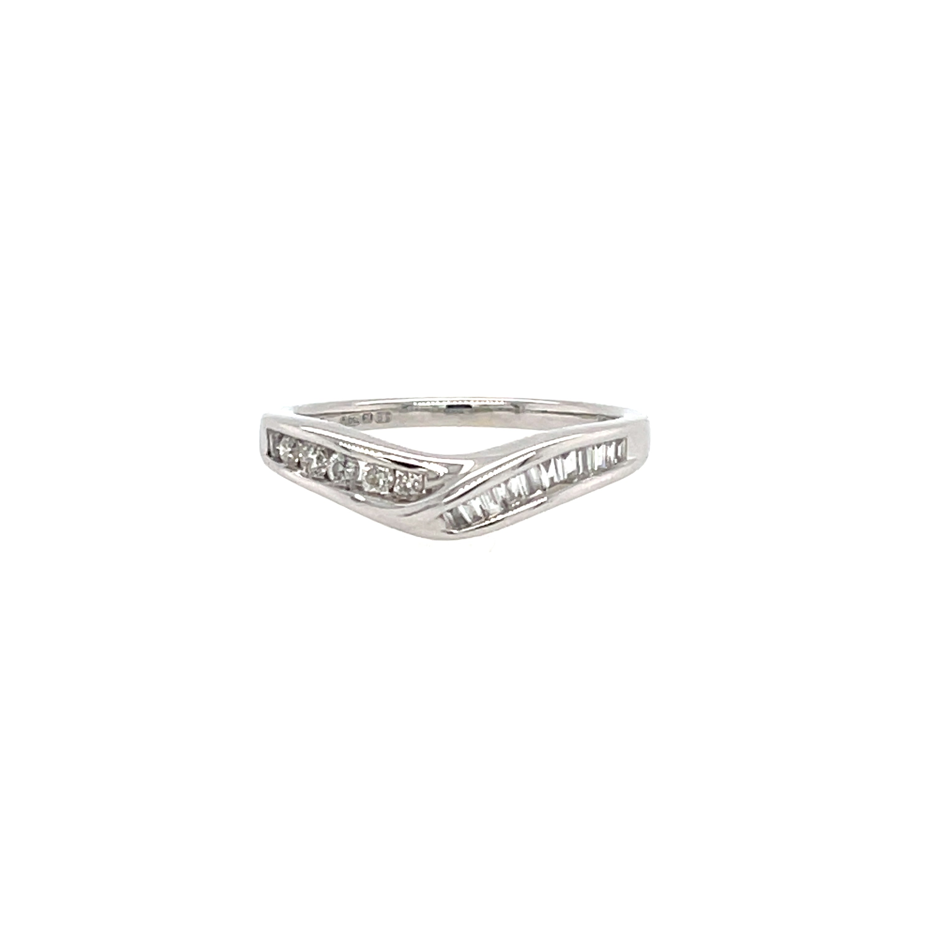 18ct White Gold 0.25ct Mixed Cut Diamond Wishbone Eternity Ring - Size M