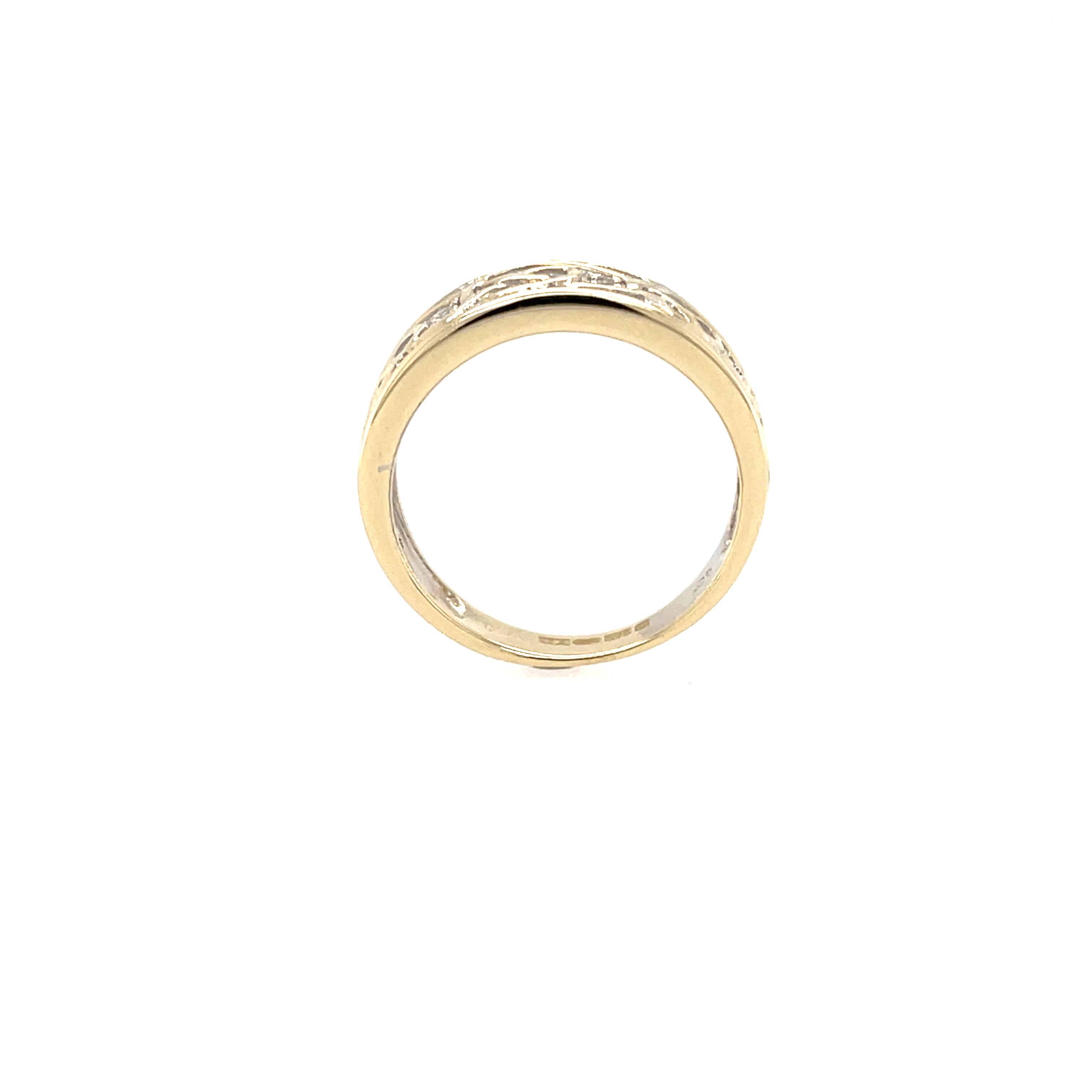 9ct Yellow Gold Celtic Pattern Diamond Set Band SOLD