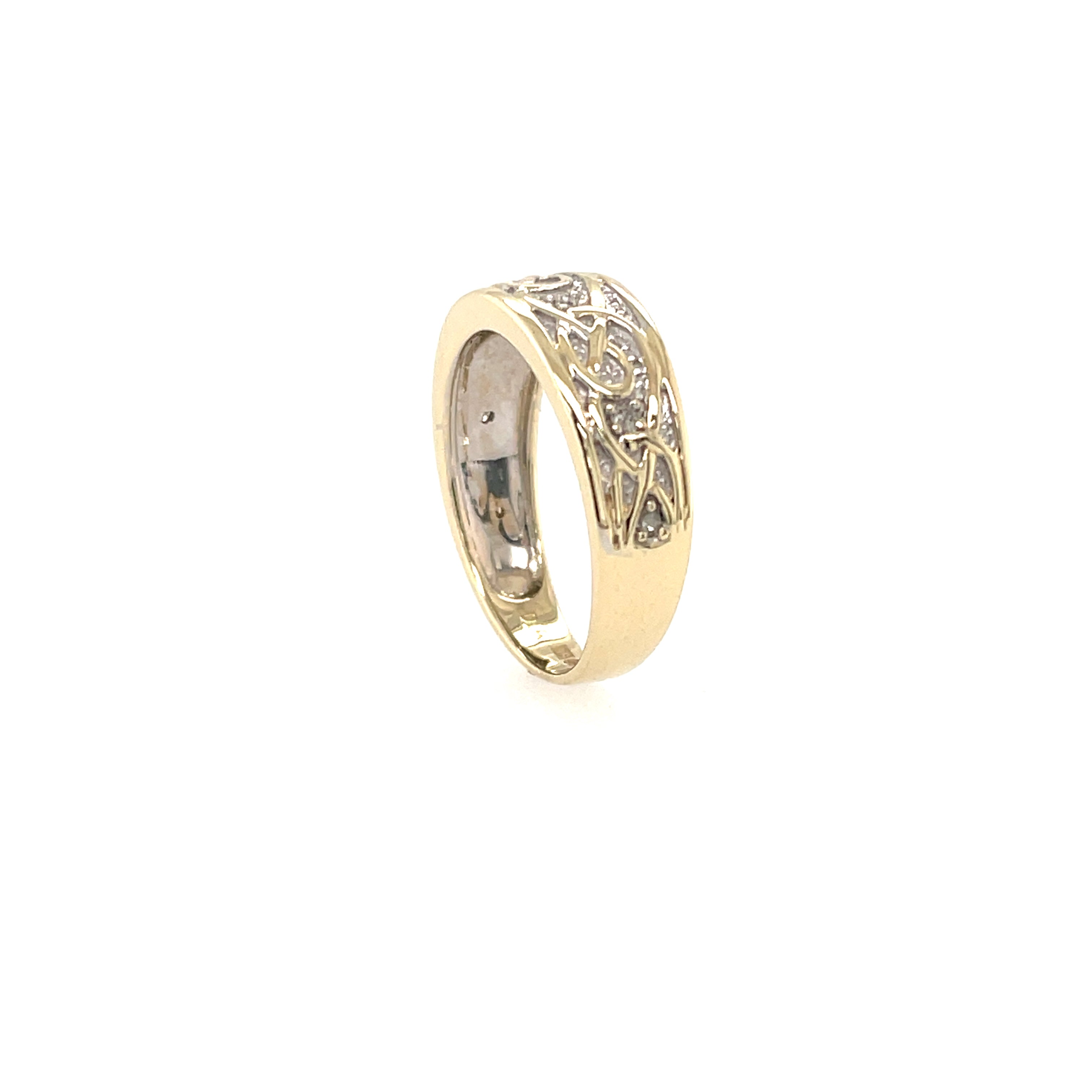9ct Yellow Gold Celtic Pattern Diamond Set Band SOLD