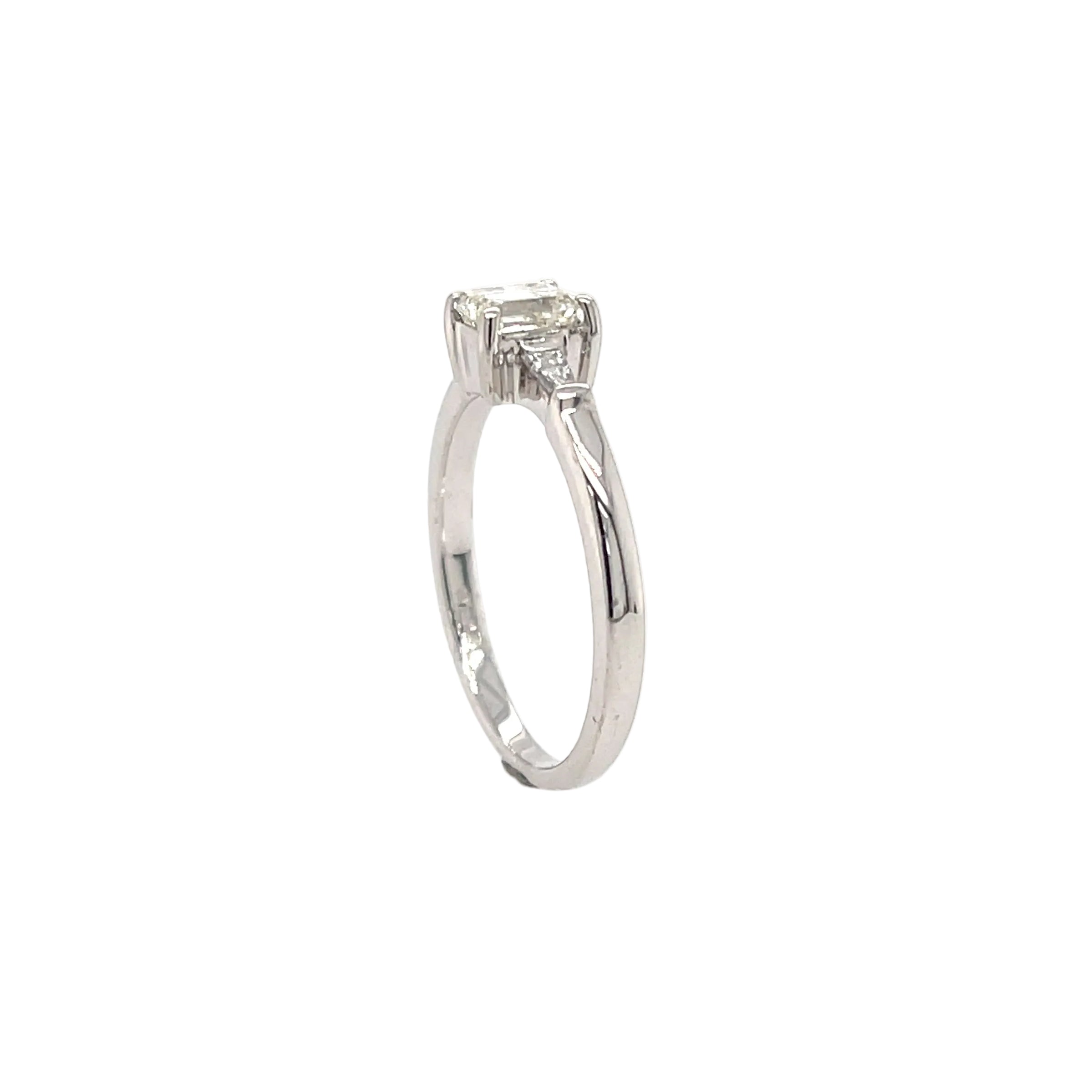 18ct White Gold 0.51ct Emerald Cut Diamond Solitaire Engagement Ring Certified K VVS