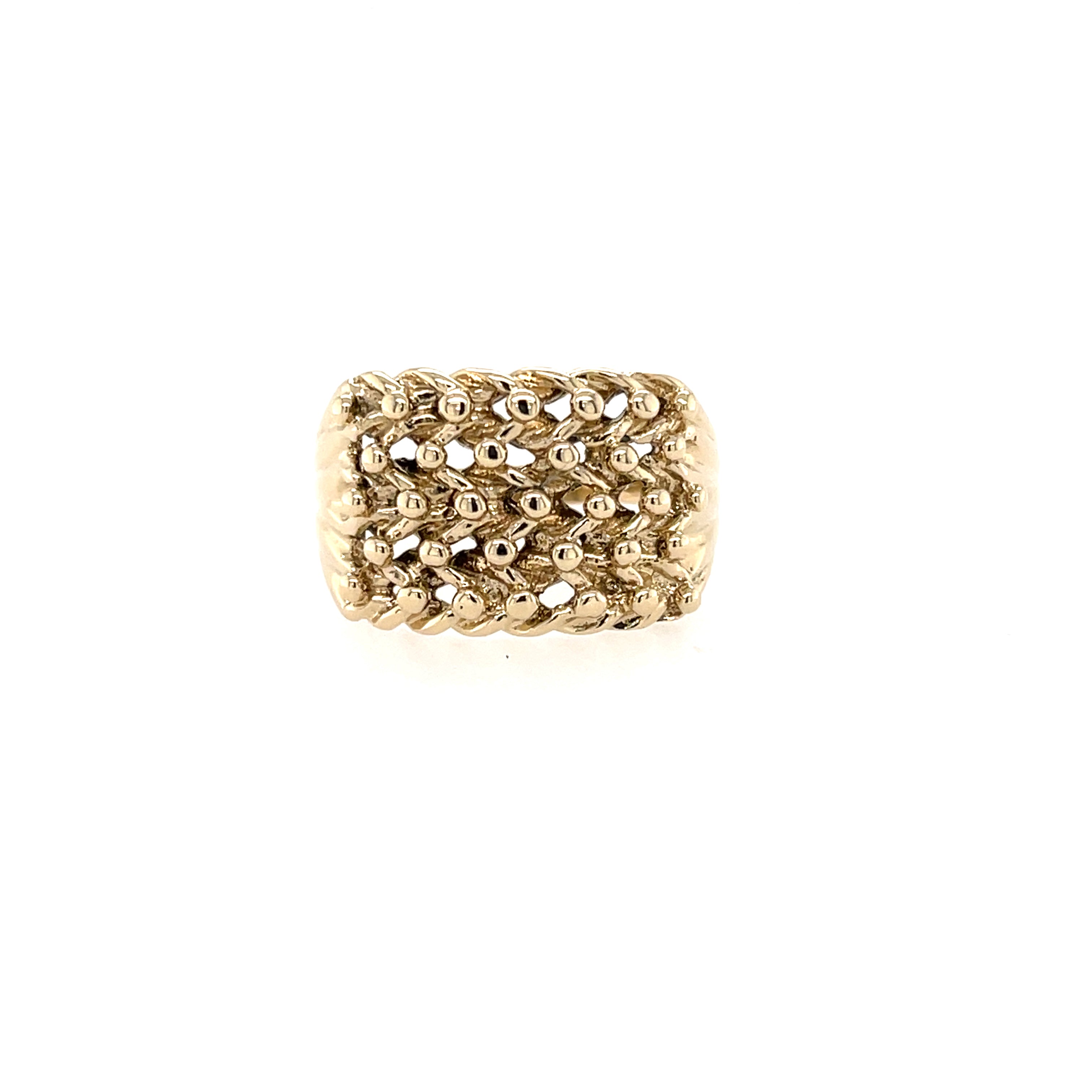 9ct Yellow Gold Five Row Keeper Ring - 5.30g SOLD