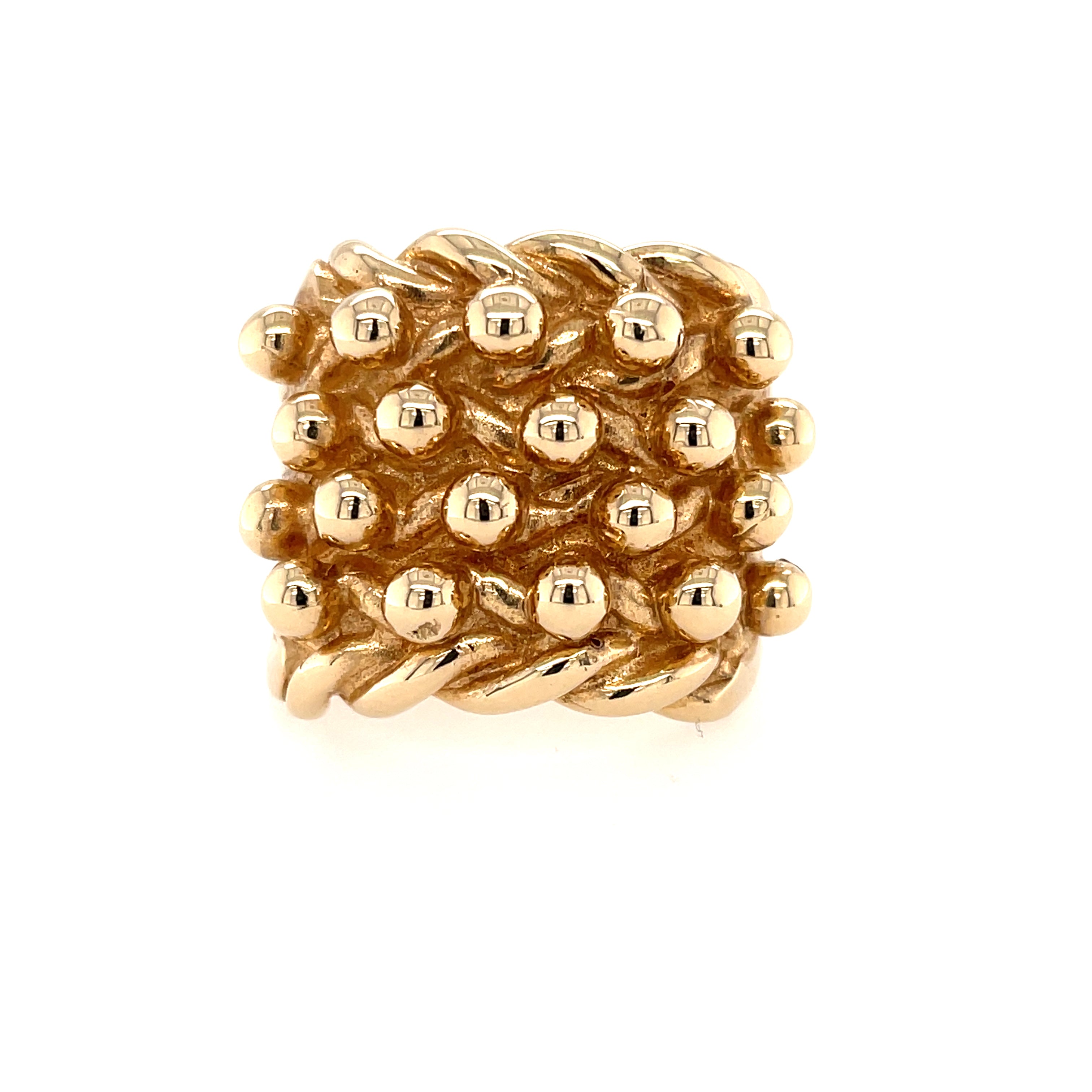 9ct Yellow Gold Heavy Four Row Keeper Ring Size Z+3 - 48.00g SOLD