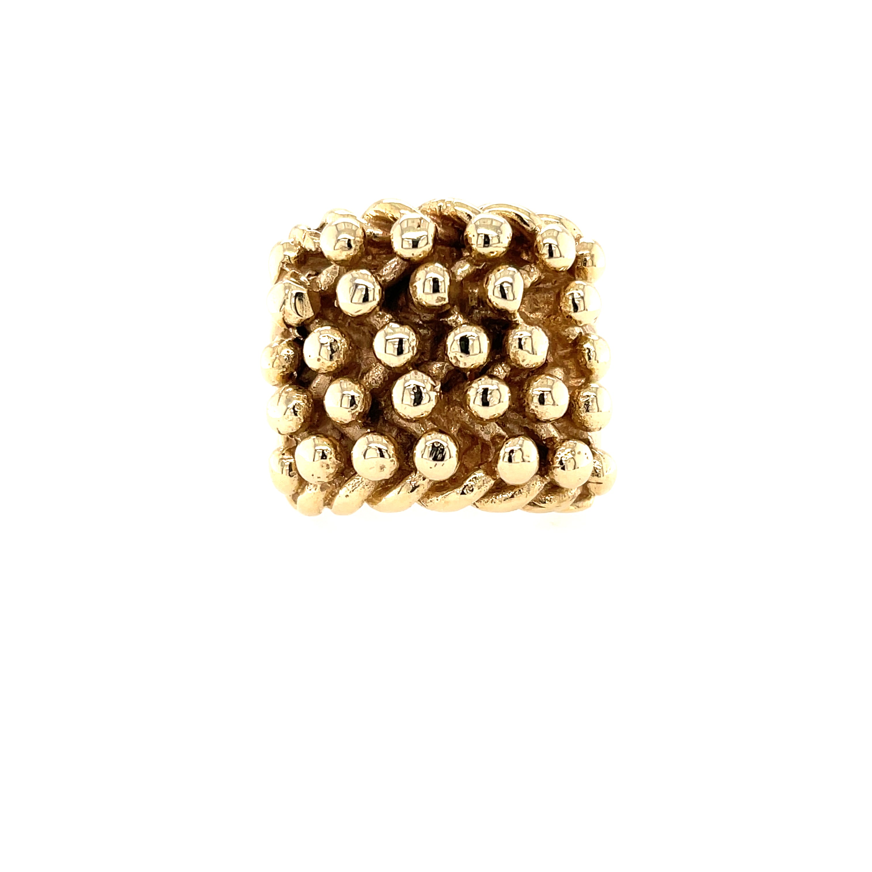 9ct Yellow Gold Heavy Five Row Keeper Ring Size Z - 40.50g SOLD