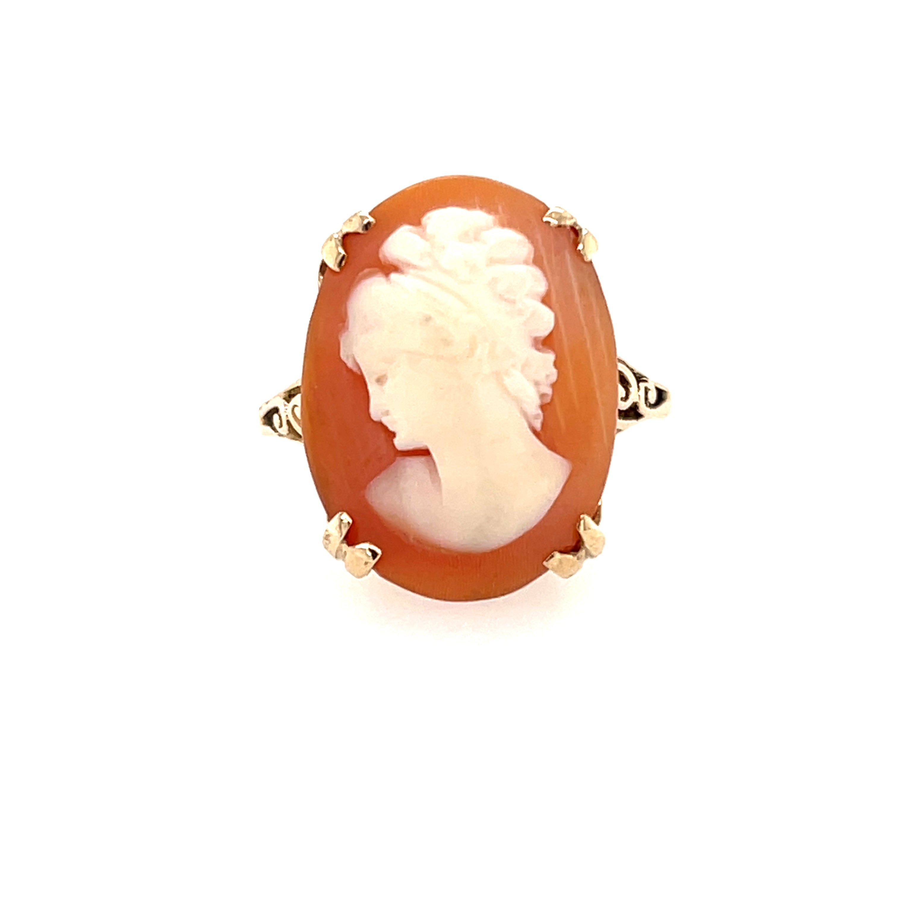 Vintage 9ct Yellow Gold Oval Cameo Shell Dress Ring Birmingham 1963