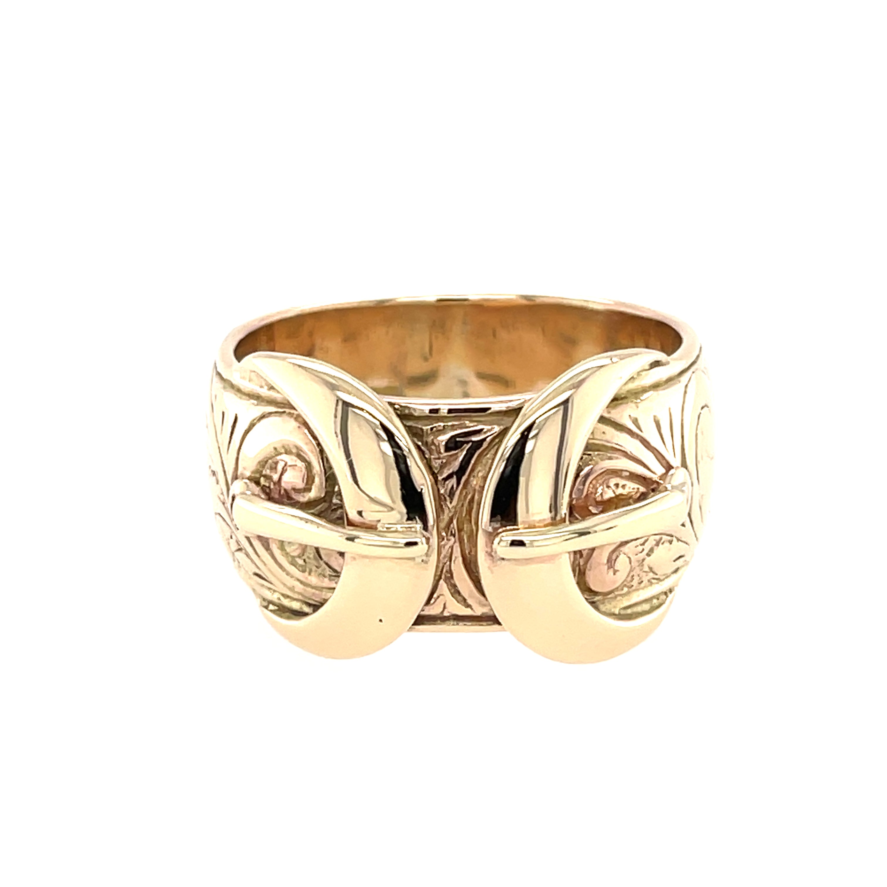 Yellow Gold Heavy Double Buckle Ring Size Z+3 SOLD