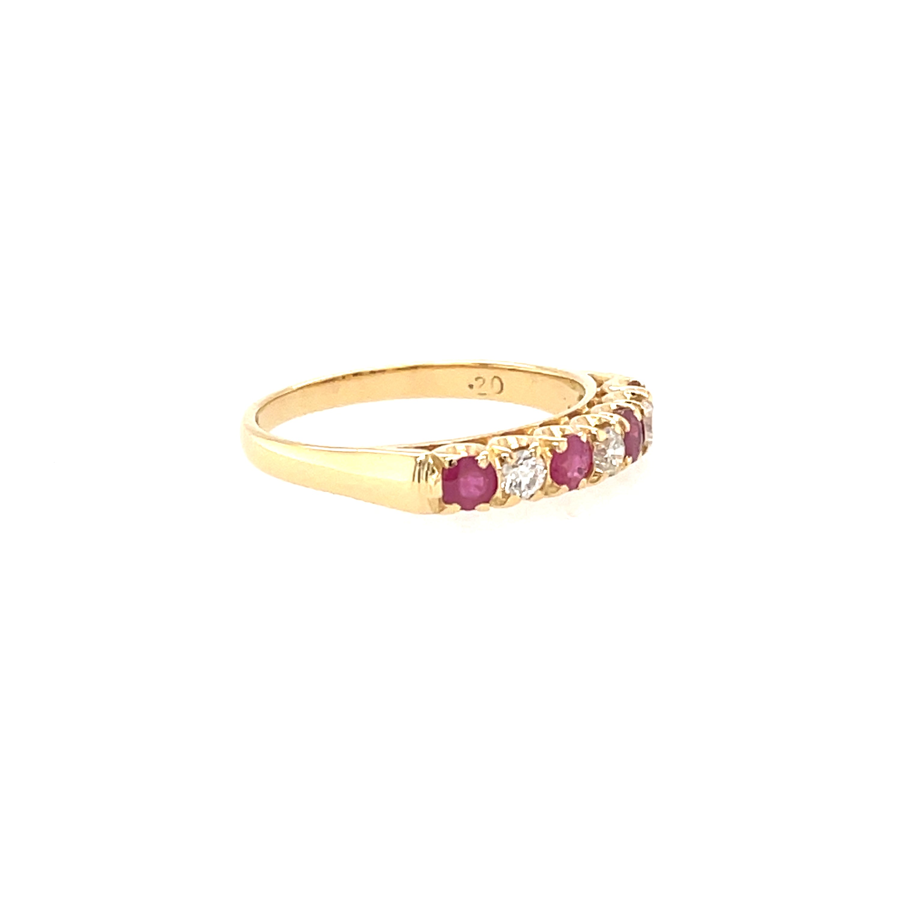18ct Yellow Gold Ruby & Diamond Half Eternity Ring SOLD