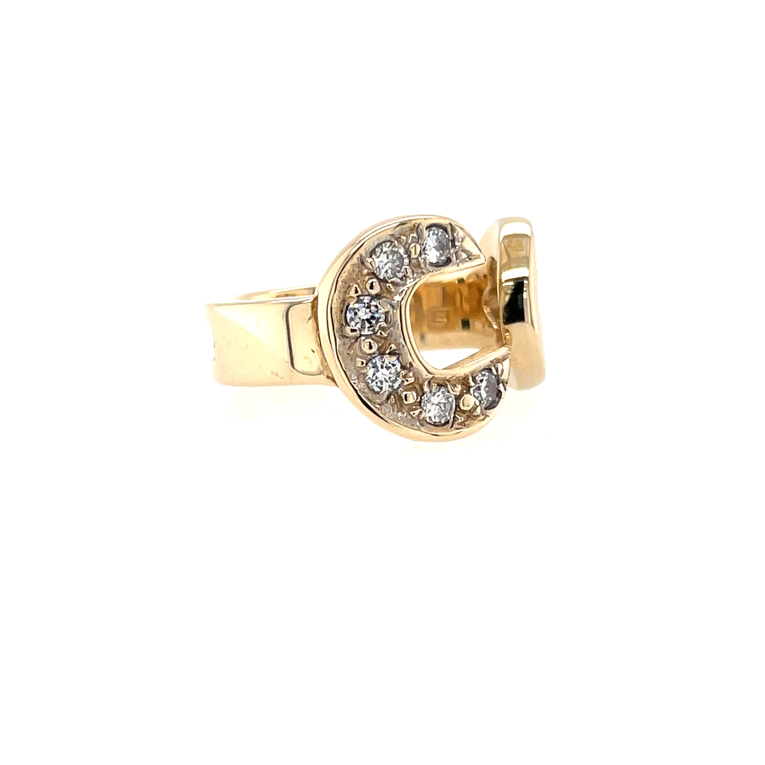 9ct Yellow Gold Cubic Zirconia Spanner Ring Size U SOLD