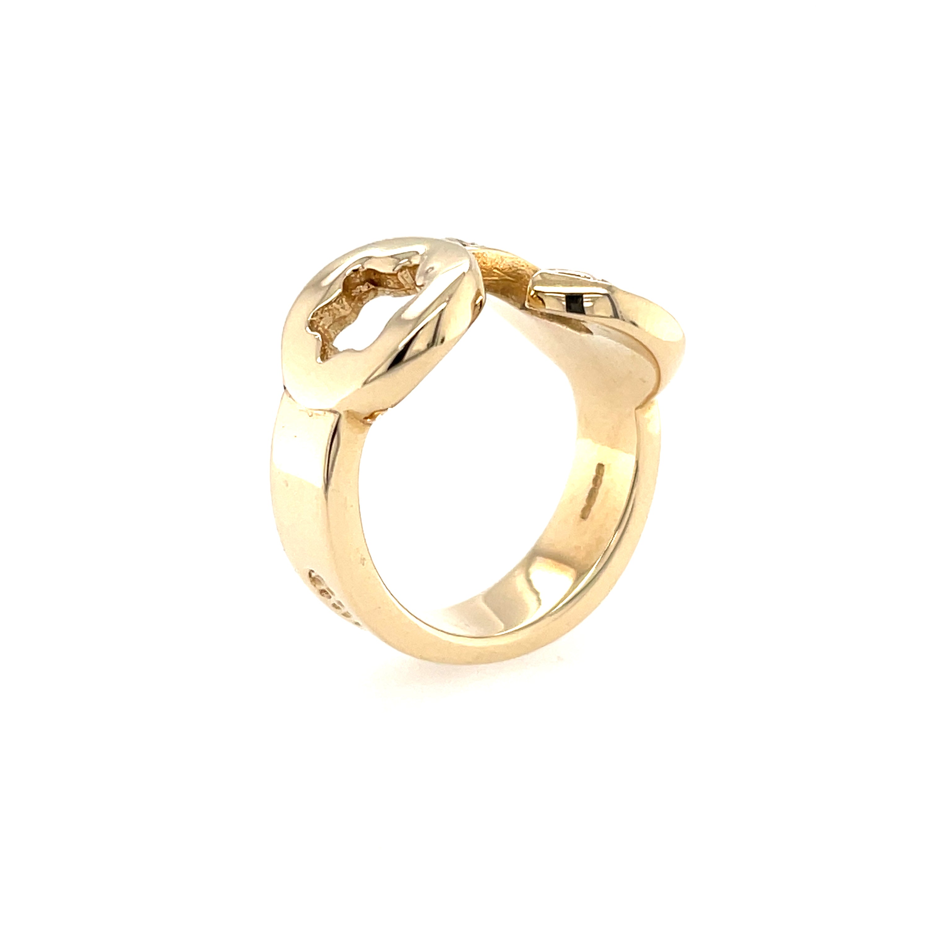 9ct Yellow Gold Cubic Zirconia Spanner Ring Size U SOLD