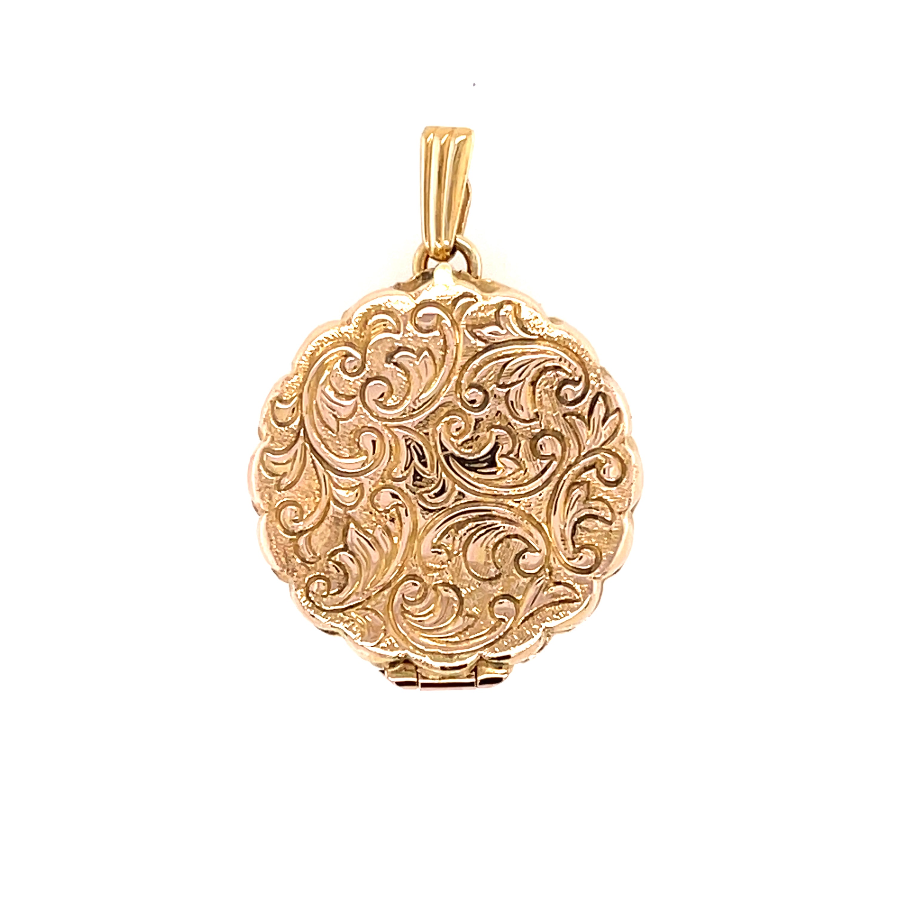 9ct Yellow Gold Vintage Foliate Locket Pendant London 1972 SOLD