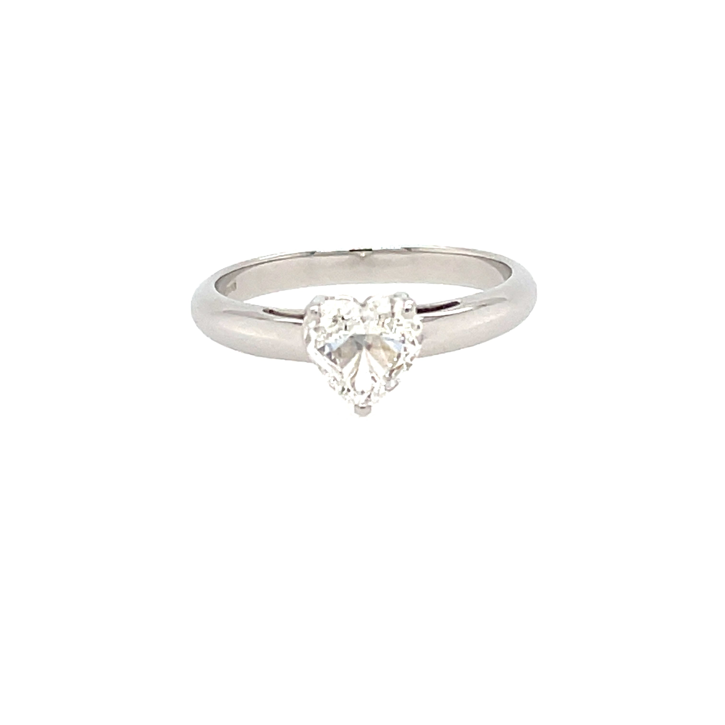 18ct White Gold 0.71ct Heart Cut Diamond Solitaire Engagement Ring Certified F VS2