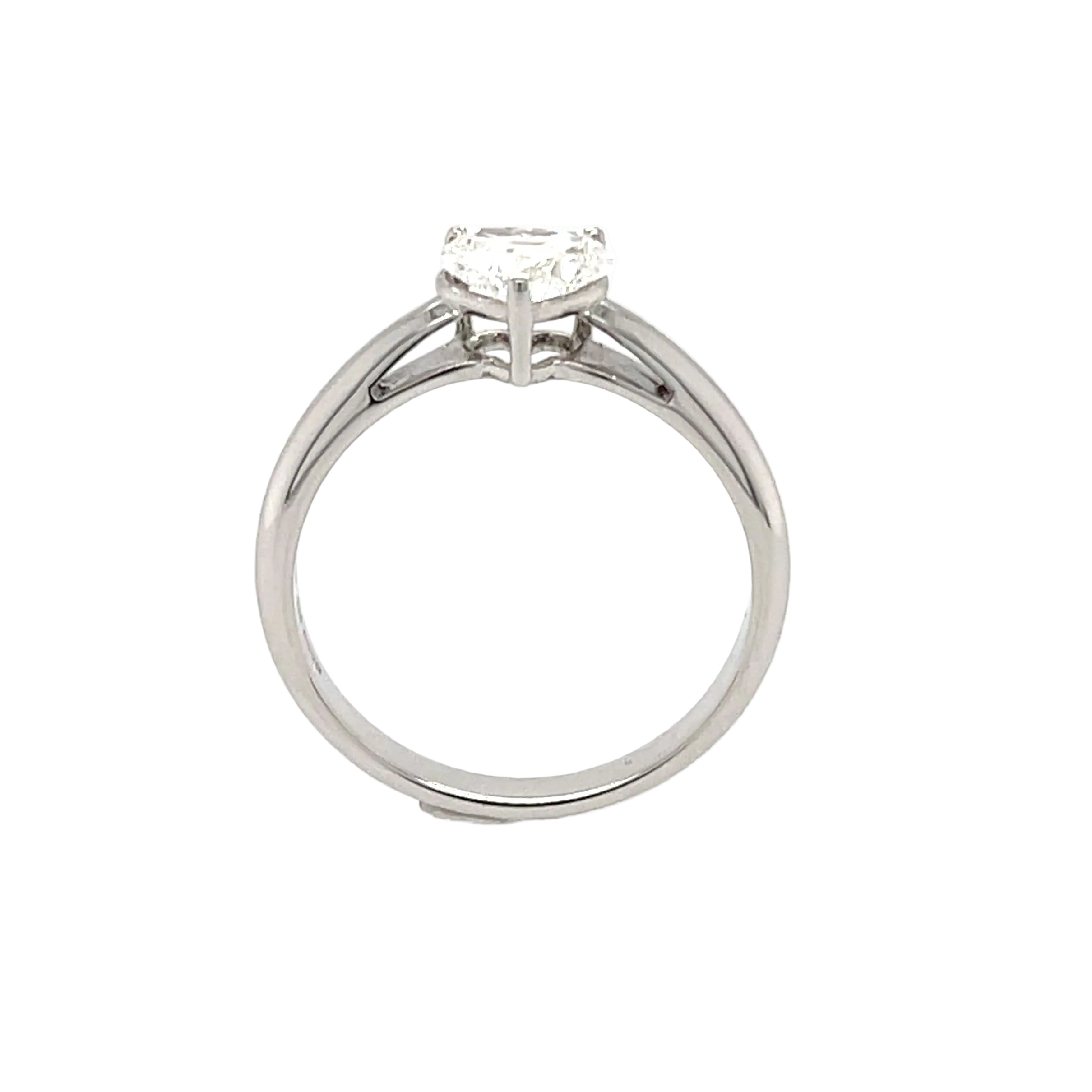 18ct White Gold 0.71ct Heart Cut Diamond Solitaire Engagement Ring Certified F VS2