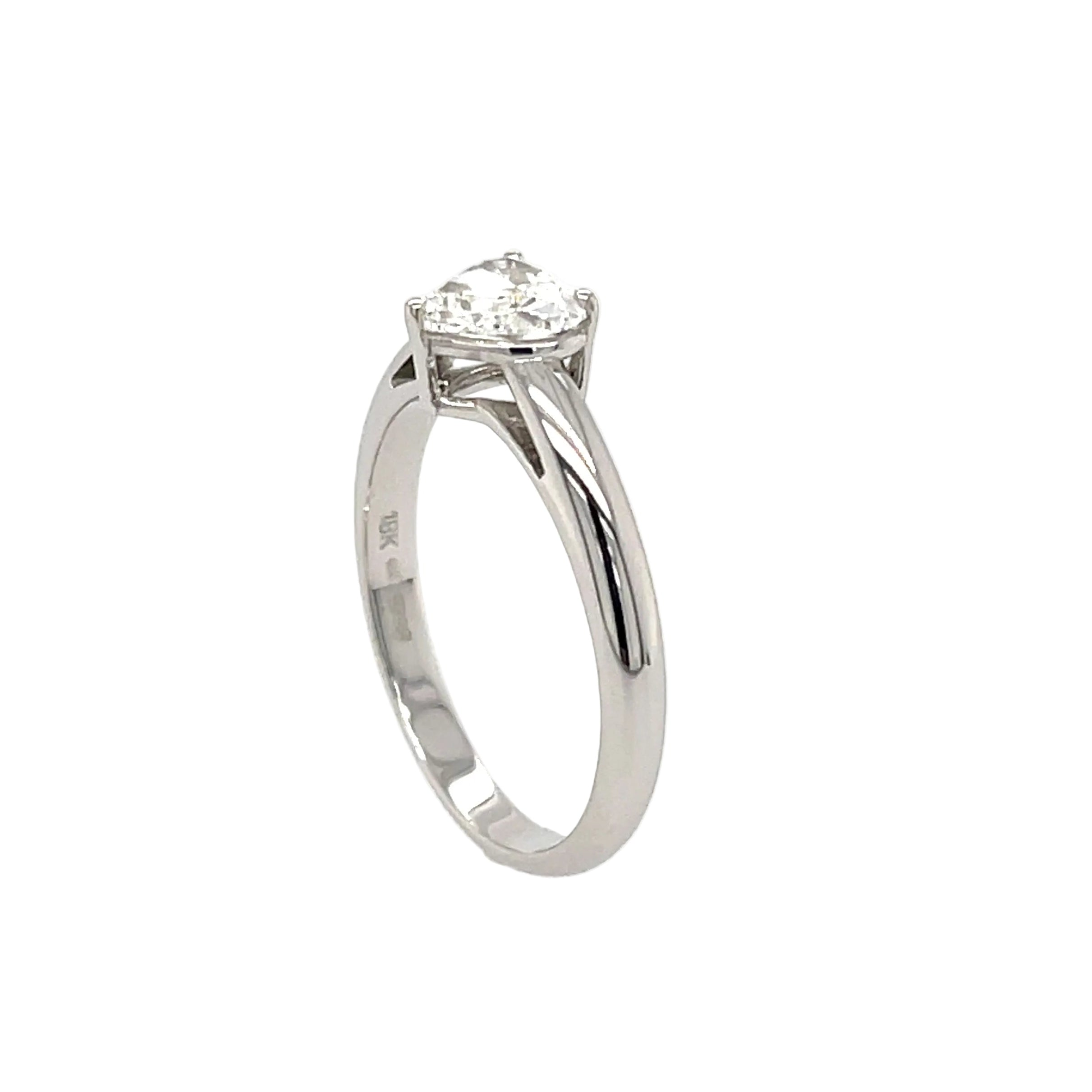 18ct White Gold 0.71ct Heart Cut Diamond Solitaire Engagement Ring Certified F VS2