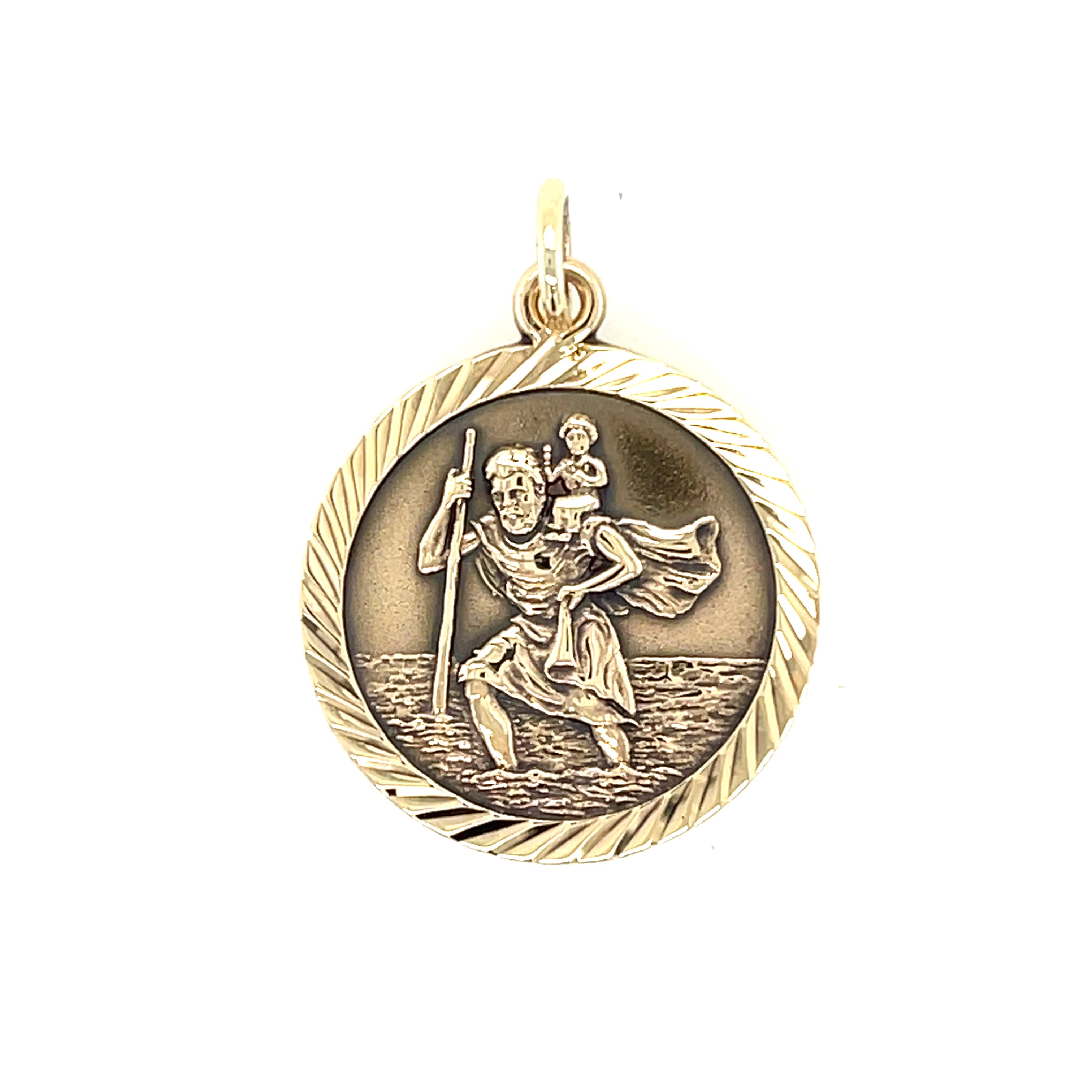 9ct Yellow Gold Vintage  Round St Christopher Pendant London 1956 SOLD