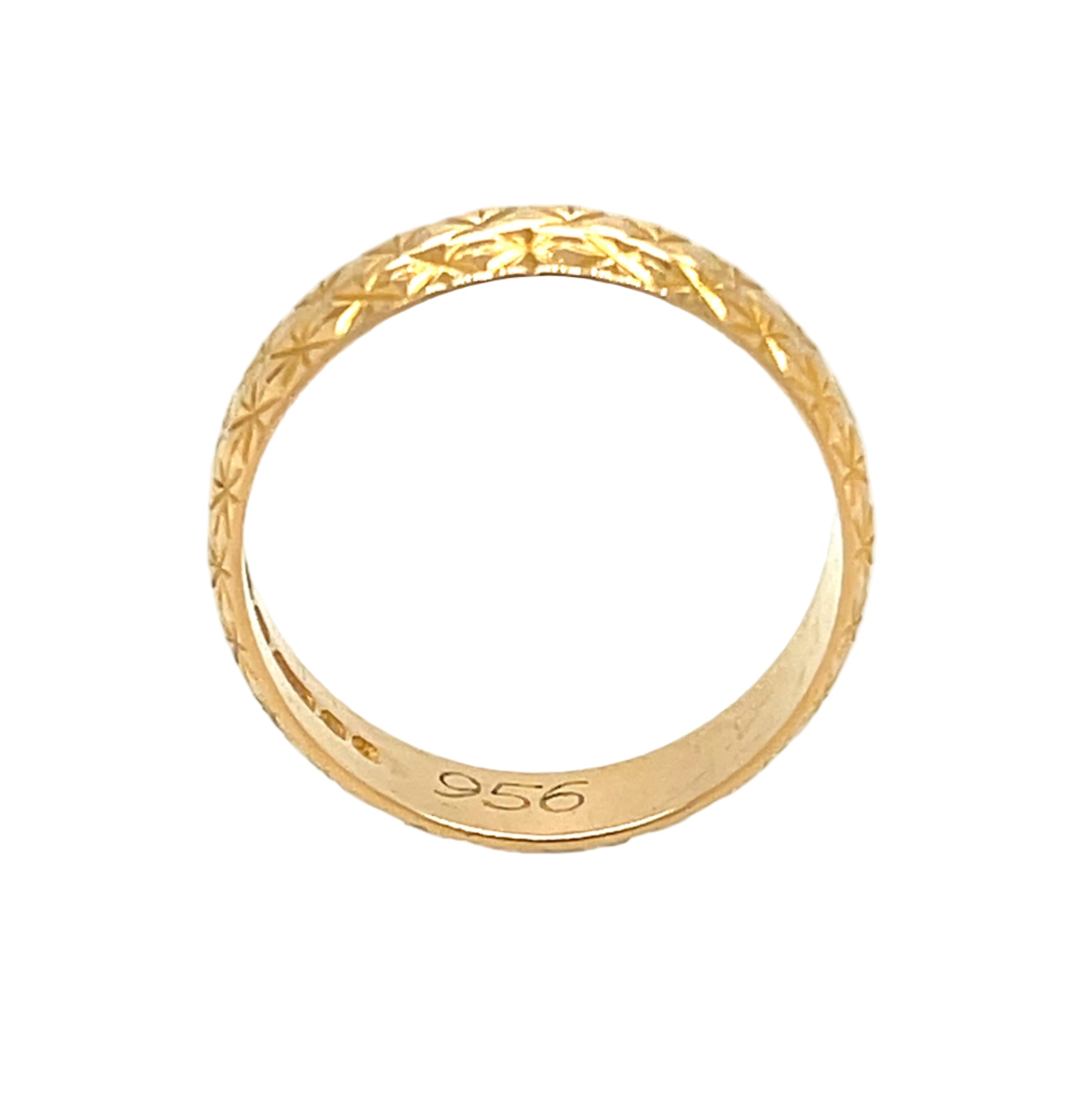 22ct Yellow Gold Patterned 5mm Wedding Band London 1977