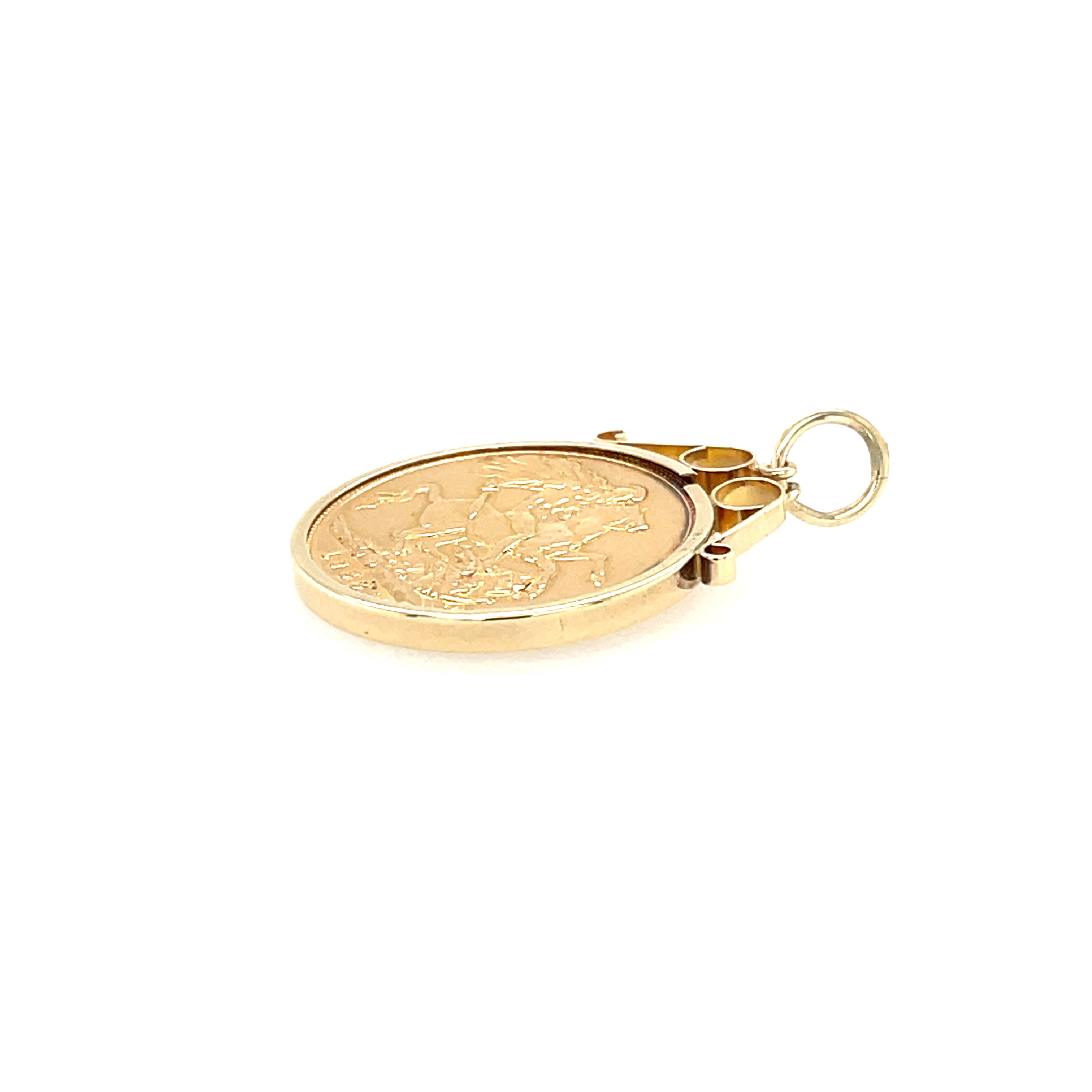 1923 George V Full Sovereign Coin & Scroll Pendant Mount SOLD