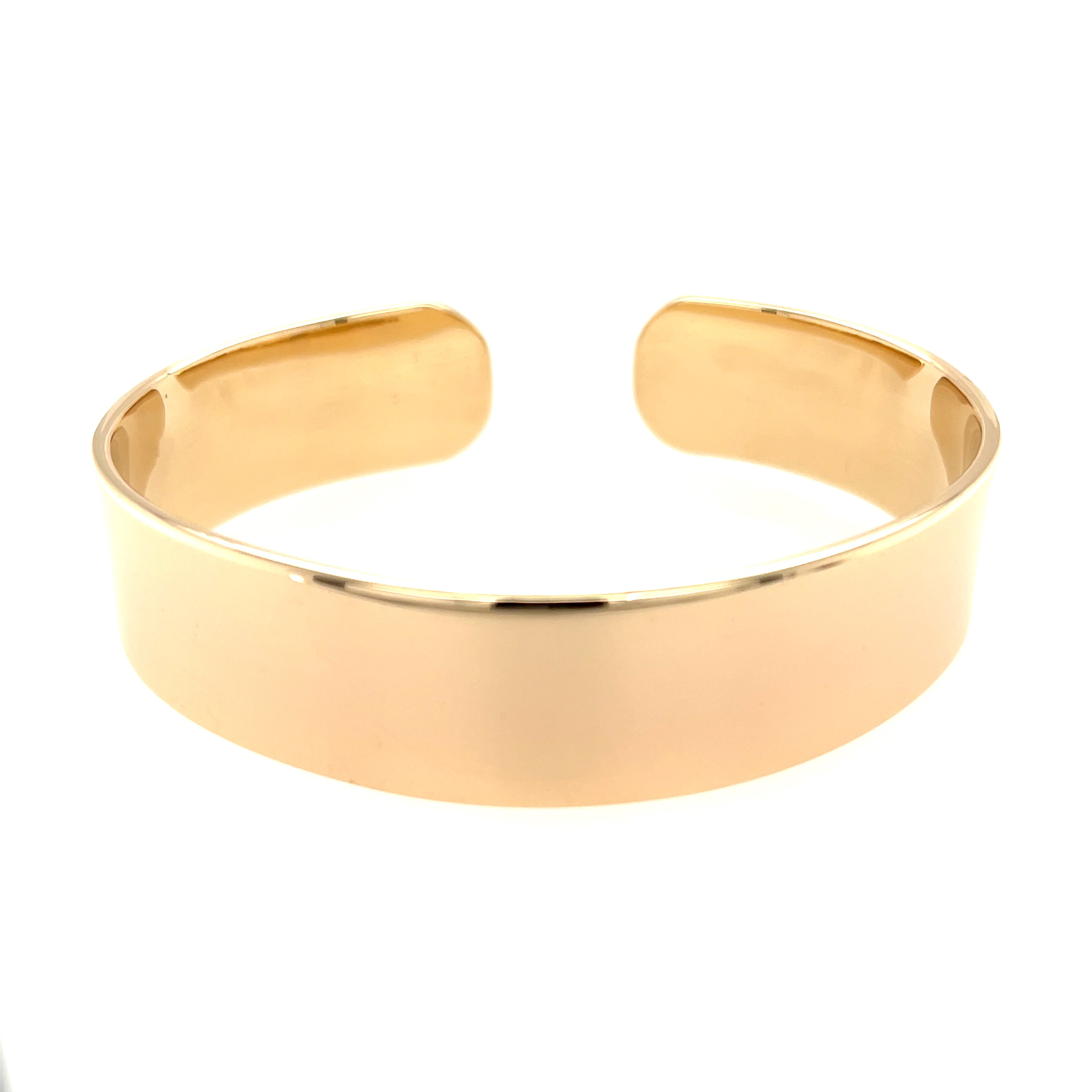 9ct Yellow Gold Heavy Flat Two Ounce Torque Bangle - 67.34g SOLD