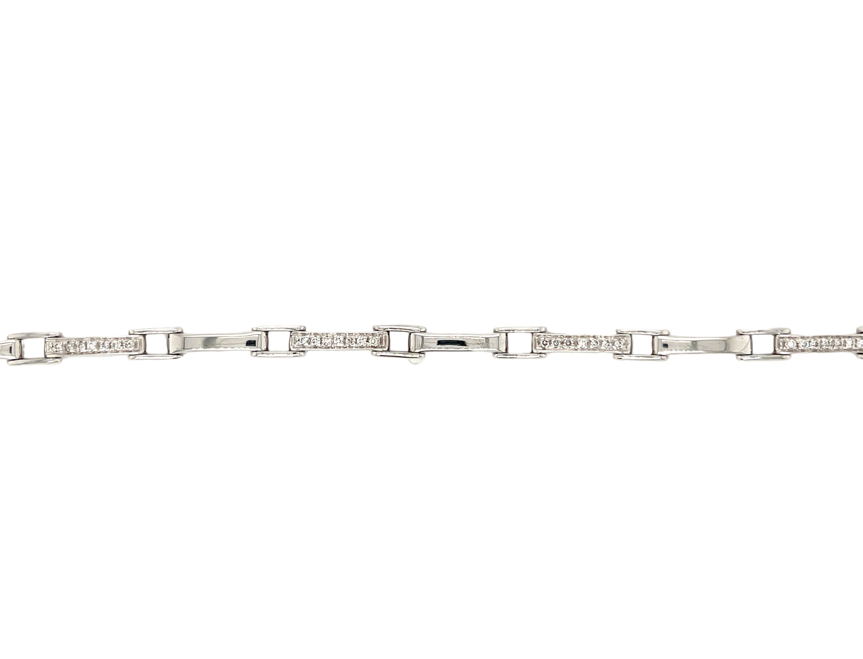 18ct White Gold 0.50ct Diamond 7.5 Inch Rectangle Link Bracelet