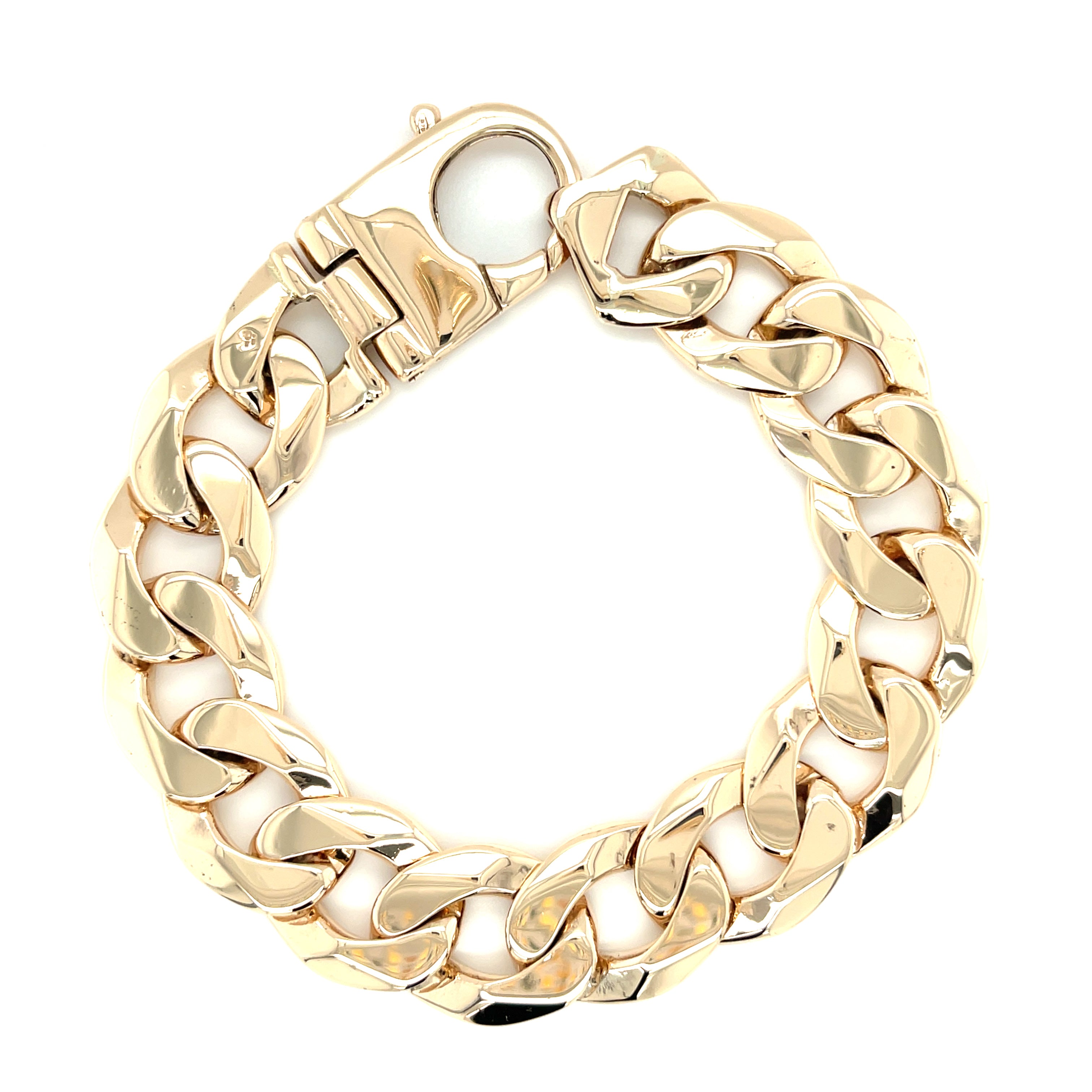 9ct Yellow Gold Heavy 9 Inch Curb Link Bracelet - 88.50g SOLD