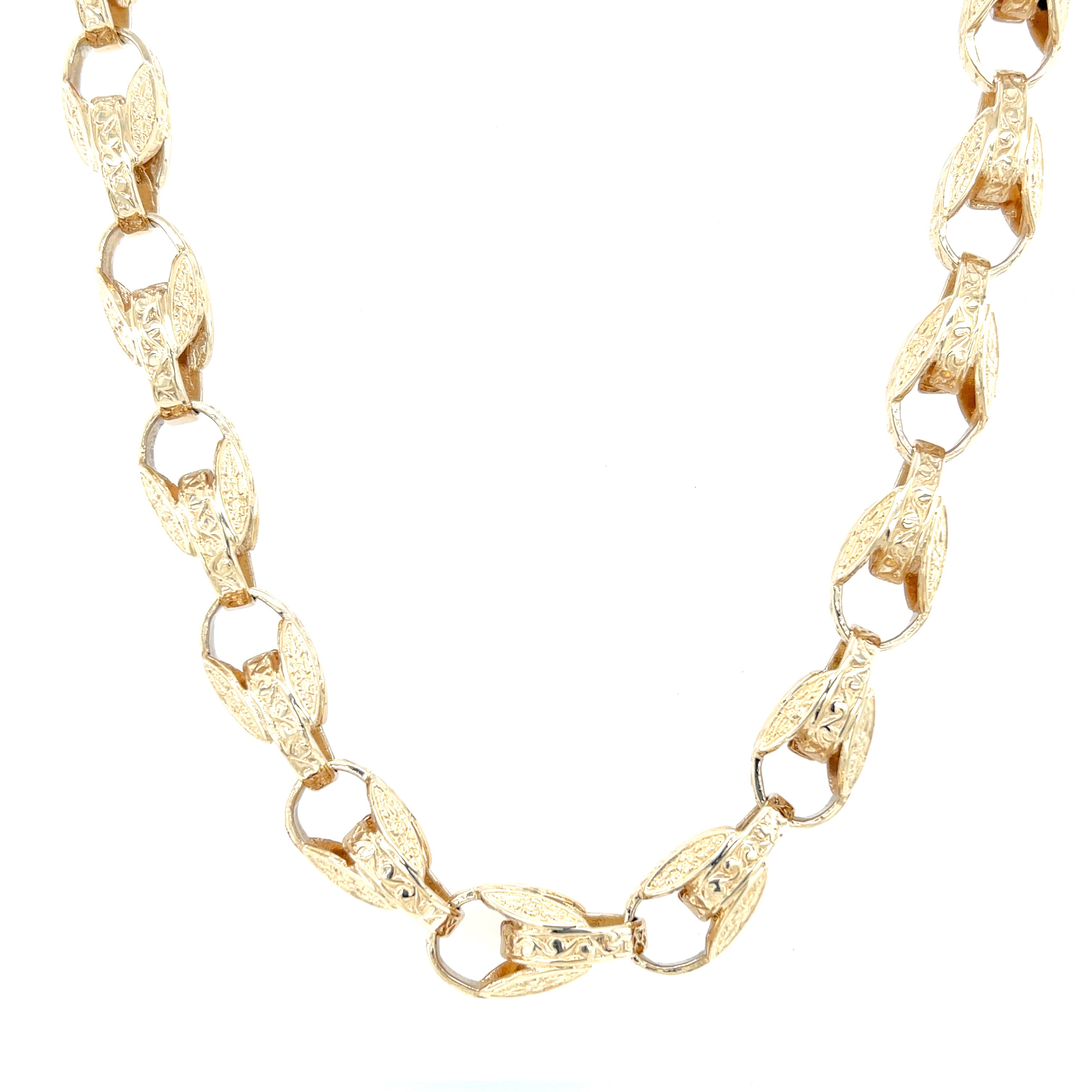 9ct Yellow Gold 30" Heavy Tulip Link Chain 90.40g SOLD