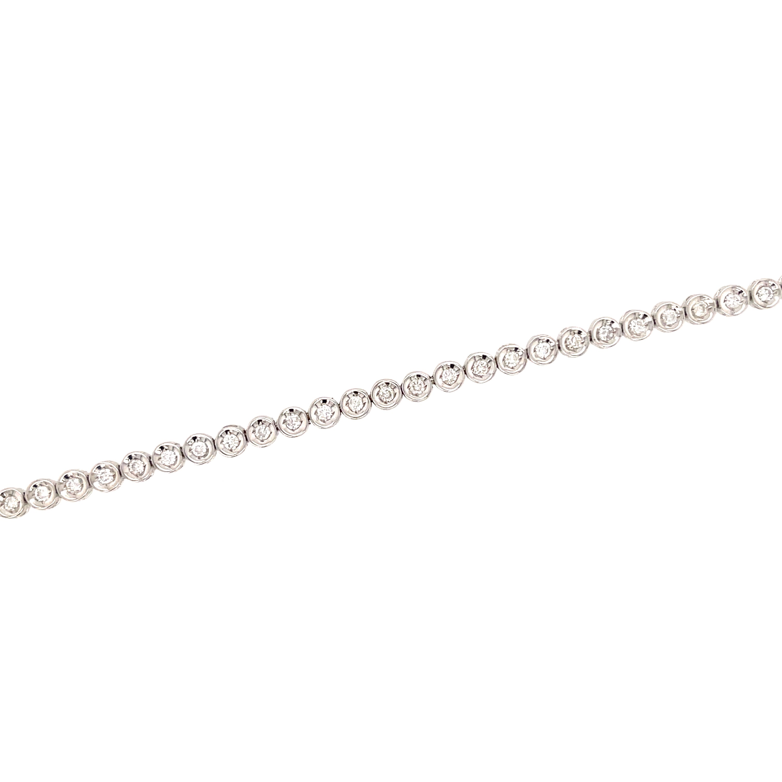 18ct White Gold 1.50ct Diamond Line Tennis Bracelet 7.5”
