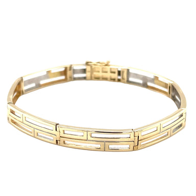 9ct Yellow Gold 7.5"/18.75cm Rectangular Link Bracelet - 10.39g