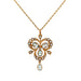 9ct Yellow Gold Blue Topaz & Seed Pearl Pendant/ Brooch & 16" Chain