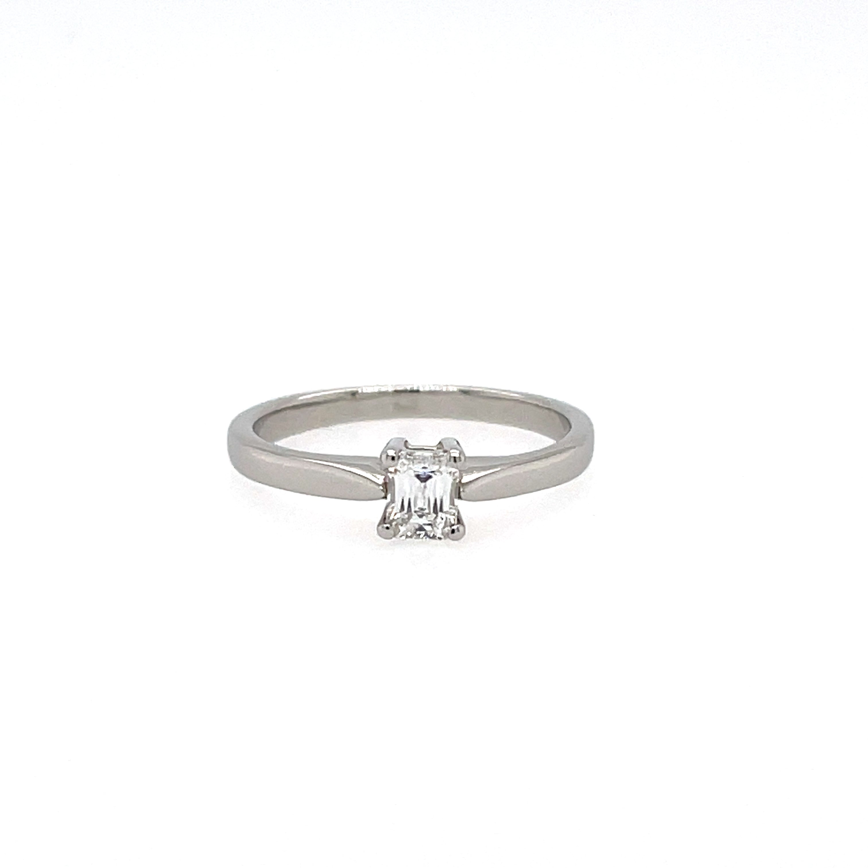 Platinum 0.26ct Emerald Cut Diamond Solitaire Engagement Ring Certified F VS