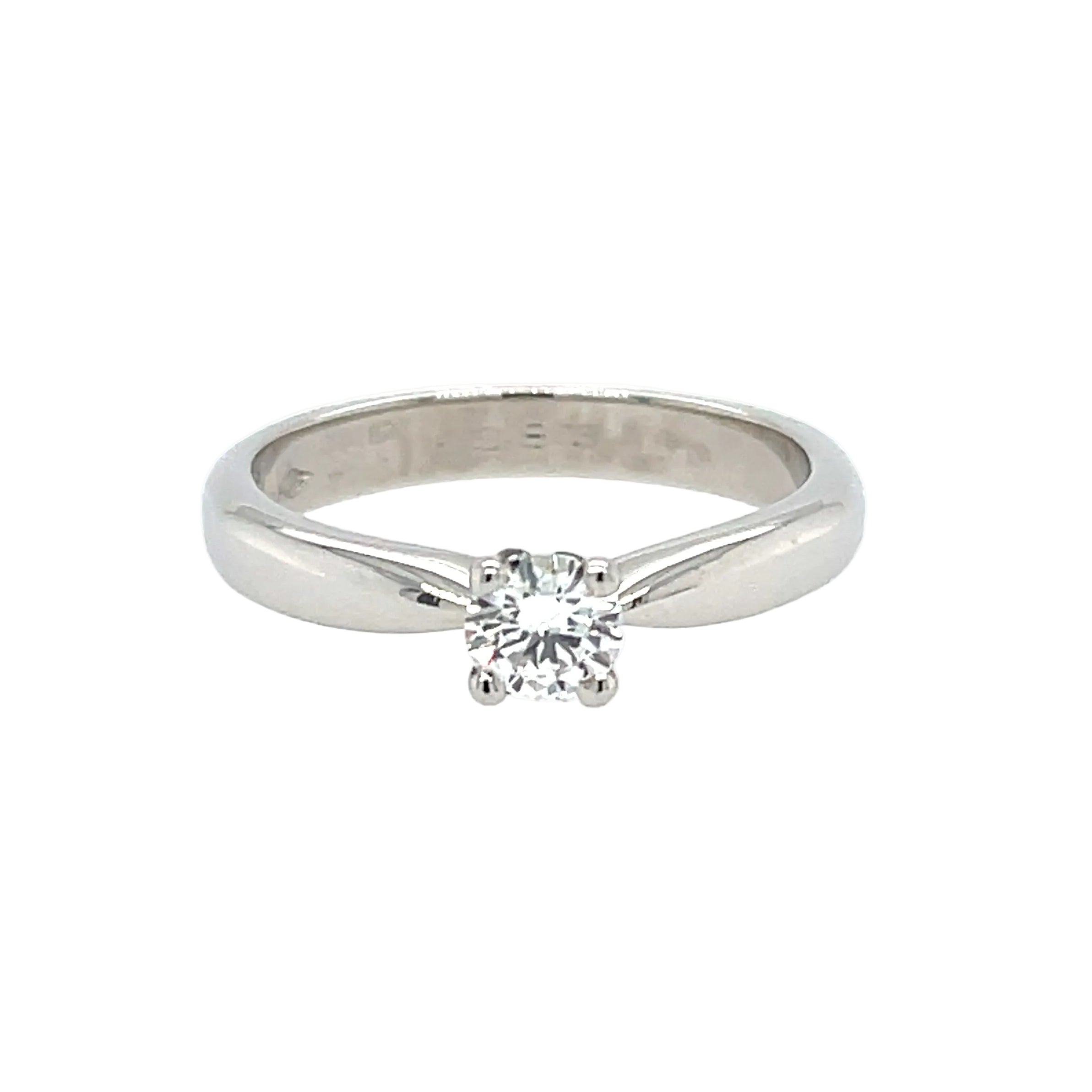 Platinum 0.31ct Round Brilliant Cut Diamond Solitaire Engagement Ring Certified E VS