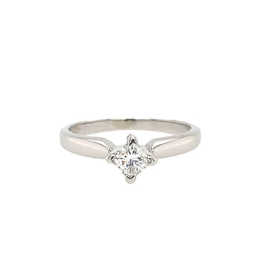Platinum 0.34ct Princess Cut Diamond Solitaire Engagement Ring Certified H VVS