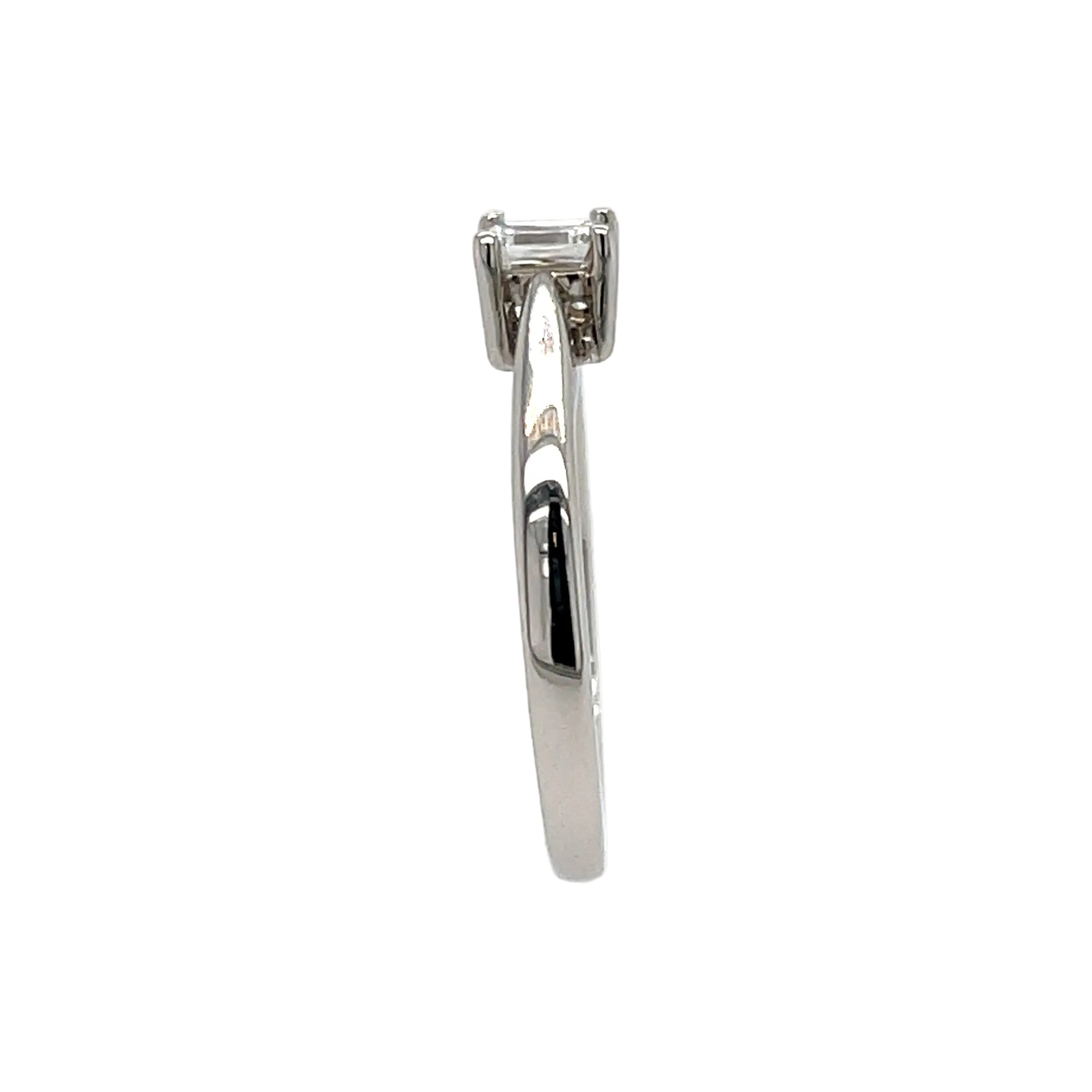 Platinum 0.26ct Emerald Cut Diamond Solitaire Engagement Ring Certified F VS