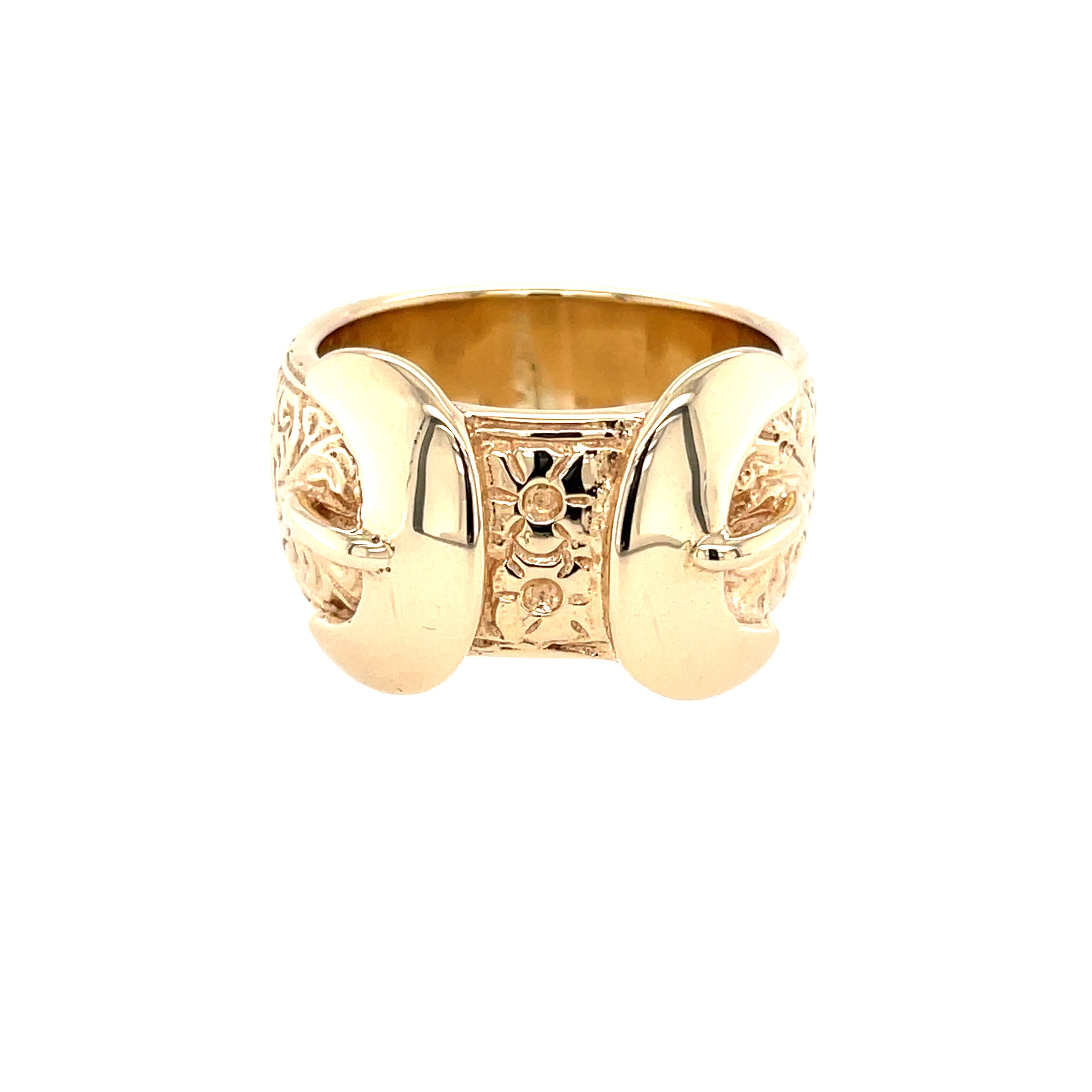 9ct Yellow Gold Heavy Double Buckle Ring - SOLD